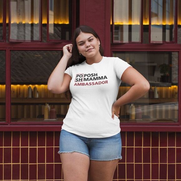 Posh tshirt adult unisex Mamma Ambassador white t-shirt Adult Sizes Crewneck - Picture 2 of 5